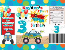 Load image into Gallery viewer, Monster Truck Chip Bags Template Truck Chip Bags Printable Monster Truck Themed Favors