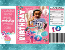 Load image into Gallery viewer, Birthday Chip Bags Digital File | Custom Chip bags Printable | Pink and Teal Chip bags | Girl Birthday Chip bags | Printable | B1
