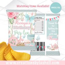 Load image into Gallery viewer, Tea Party Chip Bags Digital File | Tea Party Custom Chip Bags Printable | Tea Party Favors | Par tea Chip bags | Tea1