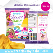 Load image into Gallery viewer, Here's the Scoop Chip Bags Digital File | Ice Cream Party Chip bags Printable | Ice Cream Party Favor | Ice Cream Party Printable