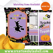 Load image into Gallery viewer, Halloween Chip Bags Instant Download | Halloween Chip bag Template | Halloween Treat Bags Printable | Trick or treat favors | H1