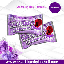 Load image into Gallery viewer, Wedding Candy Ring Wrapper Digital File | Candy Ring Wedding Favor Printable | Shades of Purple Favor Wedding Favors | w1