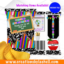 Load image into Gallery viewer, Teacher Appreciation Chip Bags Instant Download | Teacher Appreciation Week Chip bags Template | Teacher appreciation gift | T1