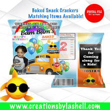 Load image into Gallery viewer, Wheels On The Bus Cheddar Snack Crackers Wrapper Template | Wheels on the bus Snack Wrappers Printable | WB1