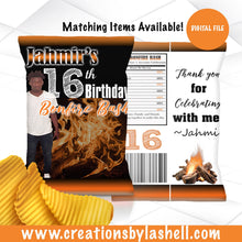 Load image into Gallery viewer, Bonfire Chip Bag Printable | Bonfire Theme Chip bag Template | Bonfire Favors Digital File | B5