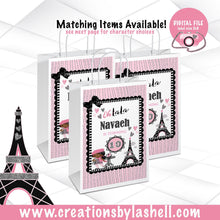 Load image into Gallery viewer, Paris Gift Bag Labels Template | Paris Party Gift Bag Printable | Paris Favor bags Digital File | BD4