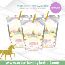 Load image into Gallery viewer, Unicorn Juice Pouch Labels Digital File | Unicorn Theme Drink Labels Printable | Unicorn Juice Labels | B4