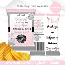 Load image into Gallery viewer, Elephant Chip Bags Template | Elephant Theme Baby Shower Chip Bag Printable | BS2