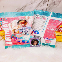 Load image into Gallery viewer, Birthday Chip Bags Digital File | Custom Chip bags Printable | Pink and Teal Chip bags | Girl Birthday Chip bags | Printable | B1