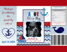 Load image into Gallery viewer, Nautical Baby Shower Chip Bags Printable | Ahoy it's a boy Baby Shower Favors Template | Nautical Baby Shower Favors | BS1