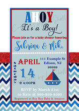 Load image into Gallery viewer, Nautical Baby Shower Invitation | Nautical Baby Shower Invite | Ahoy it's a Boy Invitation | BS1