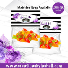 Load image into Gallery viewer, Sweet 16 Treat Bag Toppers Template | Birthday Treat Bag Toppers Digital File | Sweet 16 Birthday Toppers Printable | BD3