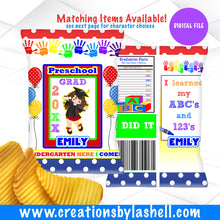 Load image into Gallery viewer, Preschool Graduation Chip Bag Printable | Pre K Chip Bag Digital File | Graduation Chip Bag Favors | G9