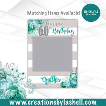 Load image into Gallery viewer, Teal and Silver Birthday Photo Frame Printable | Photo Props Digital File | Photo Booth Frame Template | BD1