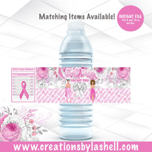 Load image into Gallery viewer, Breast Cancer Awareness Water Bottle Label Instant File | Breast Cancer Water Bottle labels Printable | BC1