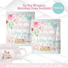 Load image into Gallery viewer, Tea Party Wrappers Tea Party Birthday Tea bag wrappers Tea Party Favors Custom tea bags Par tea Printable Tea Party Decor Digital Tea1