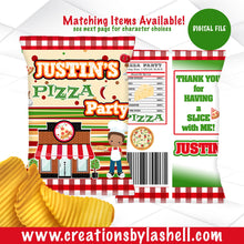 Load image into Gallery viewer, Pizza Party Chip Bags Digital File | Pizza Party Birthday Favors Printable | Pizza Party Favors | Pizza Party Treats Bag File | P2
