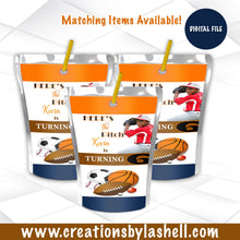 Load image into Gallery viewer, Sports Juice Labels Printable | All Sports Drink Label Digital File | Sports Juice Pouch Template | AS1