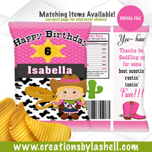 Load image into Gallery viewer, Cowgirl Chip Bags Digital File | Western Party Chip Bags Printable | Western birthday party | BD5