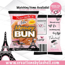 Load image into Gallery viewer, Paris Theme Honey Bun Snack Wrapper Template | Paris Party Honey Bun Wrapper Printable | BD4