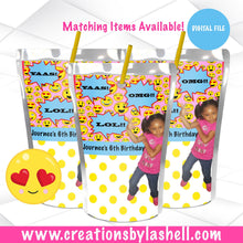 Load image into Gallery viewer, Emoji Juice Labels Printable | Emoji Drink Label Digital File | Emoji Party Favors Template | B3