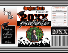 Load image into Gallery viewer, Graduation Chip Bags Template | Graduation Chip Bags Printable | Orange and Black Graduation Chip Bag File | Graduation Party Favors | G4