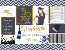 Load image into Gallery viewer, Graduation Chip Bags Digital File | Blue and Gold Graduation Chip Bag Printable | Custom Graduation Chip bags | G3