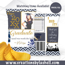 Load image into Gallery viewer, Graduation Chip Bags Digital File | Blue and Gold Graduation Chip Bag Printable | Custom Graduation Chip bags | G3
