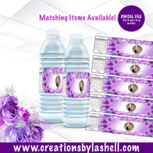 Load image into Gallery viewer, Wedding Water Bottle Labels Digital File | Purple Water Bottle Labels Template | Shades of Purple Personalized Wedding labels Printable | w1