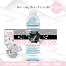 Load image into Gallery viewer, Elephant Baby Shower Water Bottle Labels Digital File | Elephant Theme Water Labels Printable| BS2