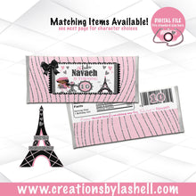 Load image into Gallery viewer, Paris Theme Candy Bar Wrappers Digital File | Paris Chocolate Candy Bar Wrappers Printable | BD4