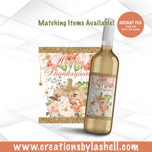 Load image into Gallery viewer, Thanksgiving Wine Bottle Labels Instant Download Thanksgiving Wine Bottle Stickers Printable Thanksgiving Hostess Gift Label | TG1