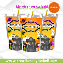 Load image into Gallery viewer, Halloween Juice Pouch Labels Printable | Halloween Drink Labels | Halloween Favors Printable | H2