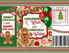 Load image into Gallery viewer, Christmas Gingerbread Kisses Chip Bag Wrappers Instant Download C2