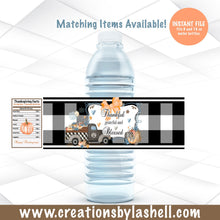 Load image into Gallery viewer, Thanksgiving Water Bottle Labels Instant Download Thanksgiving Plaid Water Bottle Labels Printable Thanksgiving Favors Template | TG2
