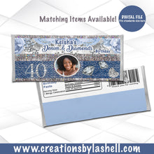 Load image into Gallery viewer, Denim and Diamonds Candy Bar Wrapper Template Denim and Diamonds Chocolate Bar Wrappers Printable Denim Favors Digital File | DD1