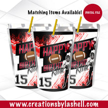 Load image into Gallery viewer, Printable Football Birthday Juice Pouch Label | Football Juice Label Template | Football Party Favor | Football Label | F1