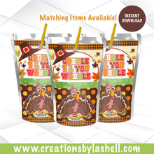 Load image into Gallery viewer, Thanksgiving Juice Pouch Labels Instant Download Gobble Til You Wobble Drink Labels Printable Thanksgiving Party Favors Template | TG3