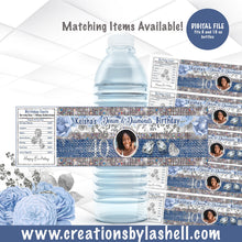 Load image into Gallery viewer, Denim and Diamonds Water Bottle Labels Digital File Denim & Diamonds Labels Printable Denim and Diamonds Party Favors Template DD1