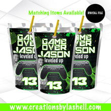 Load image into Gallery viewer, Printable Video Game Juice Pouch Label | Gamer Juice Label Template | Gaming Party Favor Labels | G1