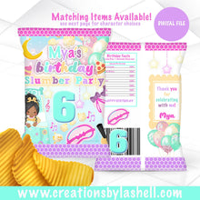 Load image into Gallery viewer, Slumber Party Chip Bag Printable | Sleep Over Theme Chip Bag Template | Slumber Party Favors Digital File | SP1