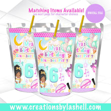 Load image into Gallery viewer, Printable Slumber Party Juice Pouch Label | Sleepover Juice Label Template | Slumber Party Favors Sleep over Favors Digital File | SP1