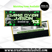 Load image into Gallery viewer, Video Game Candy Bar Wrapper Template Gaming Chocolate Bar Wrappers Printable Gaming Theme Favors Digital File G1