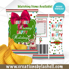 Load image into Gallery viewer, Reindeer Happy Holidays Chip Bag Wrapper Instant Download C4