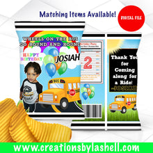 Load image into Gallery viewer, Wheels on the Bus Chip Bag Template | Wheels on the Bus Chip Bag Template | Wheels on the Bus Favor Digital File | WB1