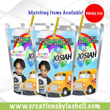 Load image into Gallery viewer, Wheels on the Bus Juice Labels Printable Wheels on the bus Labels Digital File Wheels on the Bus Favors Template | WB1