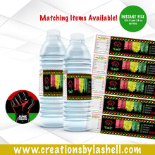 Load image into Gallery viewer, Juneteenth Water Bottle Labels Instant Download | Juneteenth Theme Labels Printable | Juneteenth Favors | Black History Labels | J1