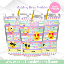 Load image into Gallery viewer, Valentine Juice Pouch Labels Instant Download Emoji Valentine's Day Juice labels Printable Classroom Valentine Favor Template V4