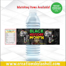 Load image into Gallery viewer, Black History Month Water Bottle Labels Instant Download | Black History Water bottle Labels Printable File BH1