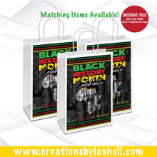 Load image into Gallery viewer, Black History Month Gift Bag Label Instant Download | Black History Treat Bag Label Template BH1
